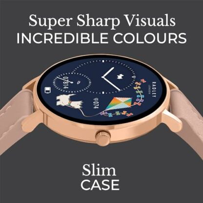 RADLEY Series 28 Amoled Smart Watch for Women with 1.19", Heart Rate, Bluetooth, Sleep tracking, Sports modes, Blood Oxygen, 5ATM Water Resistance, Cobweb Pink Leather Strap - Image 4