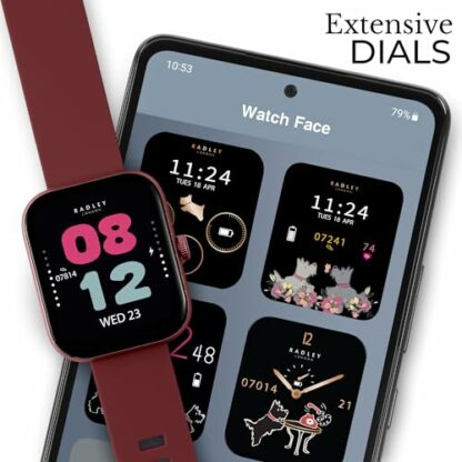 RADLEY Series 32 Smart Watch for Women with Bluetooth Call, Health Fitness Tracker, 1.80”, Heart Rate, Sleep tracking, Berry Silicone Strap, IP68 Waterproof - Image 4
