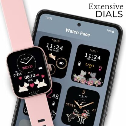 RADLEY Series 32 Smart Watch for Women with Bluetooth Call, Health Fitness Tracker, 1.80”, Heart Rate, Sleep tracking,Pink Silicone Strap, IP68 Waterproof - Image 4