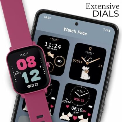RADLEY Series 46 Smart Watch for Womens with Bluetooth Call, Health Fitness Tracker, Heart Rate, Sleep tracking, Cassis Silicone Strap - Image 3