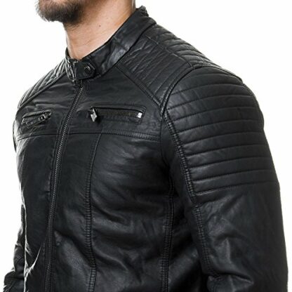 RED BRIDGE Men's Jacket Slim-Fit Casual Faux Leather Cotton Biker Modern Coats - Image 3