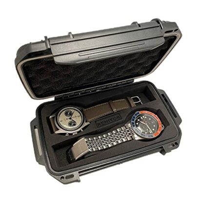 RENITOR Flat Watch Travel Case Storage Box | ABS Ultimate Protection Waterproof Shockproof | Fits all Wristwatches & Smart watches up to 46mm | Cleaning Cloth Included | Black 3 RENITOR Flat Watch Travel Case Storage Box | ABS Ultimate Protection Waterproof Shockproof | Fits all Wristwatches & Smart watches up to 46mm | Cleaning Cloth Included | Black - Image 3