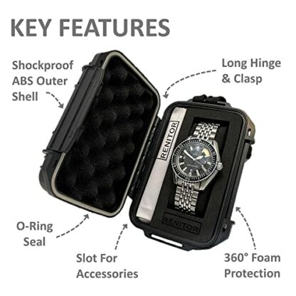 RENITOR Single Watch Travel Case Storage Box for 1 watch | ABS Ultimate Protection Waterproof Shockproof | Fits all Wristwatches & Smart watches | Cleaning Cloth Included 4 RENITOR Single Watch Travel Case Storage Box for 1 watch | ABS Ultimate Protection Waterproof Shockproof | Fits all Wristwatches & Smart watches | Cleaning Cloth Included - Image 4