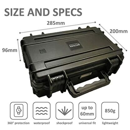 RENITOR Watch Travel Case Storage Box | ABS Ultimate Protection Waterproof Shockproof | Fits all Wristwatches & Smart watches up to 60mm | Cleaning Cloth Included | Black 4 RENITOR Watch Travel Case Storage Box | ABS Ultimate Protection Waterproof Shockproof | Fits all Wristwatches & Smart watches up to 60mm | Cleaning Cloth Included | Black - Image 4