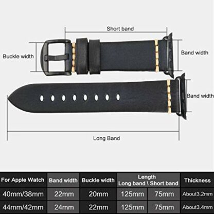 REZERO Smartwatch Bands Compatible with Apple Watch, Vegetable Tanned Leather Watch Straps, Watch Bands Replacement for iWatch Series 10/9/8/SE, 38/40/41/42/44/45/46/49mm for Men, Women 3 REZERO Smartwatch Bands Compatible with Apple Watch, Vegetable Tanned Leather Watch Straps, Watch Bands Replacement for iWatch Series 10/9/8/SE, 38/40/41/42/44/45/46/49mm for Men, Women - Image 3