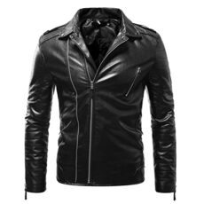 RLEHJN Leather Jacket Mens UK Sale Clearance Motorcycle Bomber Jacket Winter Warm Coat Retro Jacket Faux Leather Outerwear with Pockets Windbreaker Jacket Full Zip Lapel Collar Coat