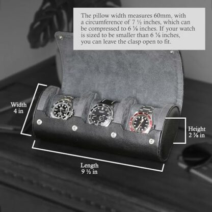 ROTHWELL Watch Roll Travel Case for 3 Watches | Tough Portable Protection, Fits All Wrist Watches & Smart Watches Up to 50mm 3 ROTHWELL Watch Roll Travel Case for 3 Watches | Tough Portable Protection, Fits All Wrist Watches & Smart Watches Up to 50mm - Image 3