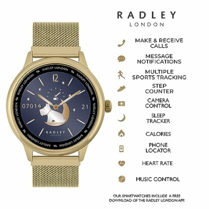 Radley Series 19 Smart Calling Watch with interchangeable Cobweb Gold Mesh and Ink Silicone Straps RYS19-4014-SET - Image 3