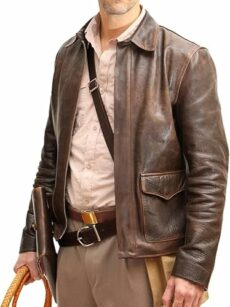 Raiders of The Lost Indiana Mens Jacket | Vintage Brown Distressed Leather Harrison Bomber Jacket | Real Leather Jacket Mens
