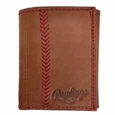 Rawlings Men's Leather Baseball Stitch Trifold Wallet (Tan)
