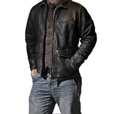 SHOP OF JACKETS LIMITED Real Leather Men's Jacket | Biker Jacket Men | Black Vintage Styled Distress Leather Jacket | Genuine Lambskin Men's Jacket