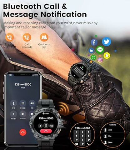 SIEMORL Men's Smart Watch,Answer/Make Calls Fitness Watch with Heart Rate & Sleep Monitor 1.50" Large Round Screen,800mAh Battery,IP68 Waterproof,Smart Watch for Men for Android iOS 4 SIEMORL Men's Smart Watch,Answer/Make Calls Fitness Watch with Heart Rate & Sleep Monitor 1.50" Large Round Screen,800mAh Battery,IP68 Waterproof,Smart Watch for Men for Android iOS - Image 4