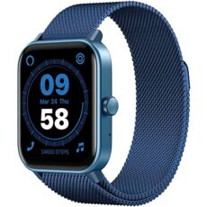 SMARTY2.0 - SW038F Smartwatch - Blue Color - Integrated Alexa Voice Assistant, Bluetooth Calls, 14 Sport Modes, 1.8" Display - Metal Strap - Dimensions 46.5 x 40.5 x 13 mm, azure, Standard, Modern