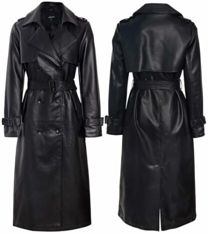 SS7 Womens Faux Leather Maxi Trench Coat PU 3 SS7 Womens Faux Leather Maxi Trench Coat PU - Image 3