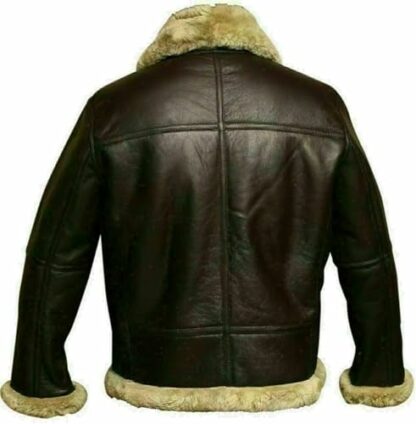 ShopMino Mens Raf Aviator Leather Jacket Real Shearling Genuine Sheepskin B3 Bomber Flight Flying Winter Coat - Image 3