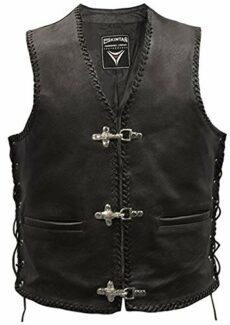 Skintan BRACE Real Leather Hand Plaited Lace Sided Black Waistcoat