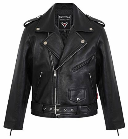 Skintan Childrens Kids Brando - Leather Motorcycle Biker Jacket Black 2 Skintan Childrens Kids Brando - Leather Motorcycle Biker Jacket Black - Image 2