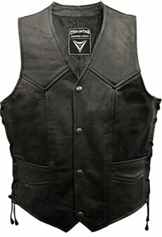 Skintan Mens Leather Motorcycle Biker Waistcoat Lace Sided