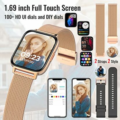 Smart Watch, 1.69" Full Touch Screen Fitness Tracker Watch with Heart Rate, Sleep Monitor, Message Notification,Customized Watch Face, Body Temperature,IP68 Waterproof Smartwatch for IOS Android - Image 4