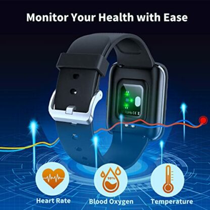 Smart Watch, Android Smart Watches for Men, Women, 1.69" Full Touch Curved Screen Fitness Watch with Heart Rate, Sleep Monitor Waterproof Fitness Tracker Black/Blue - Image 4