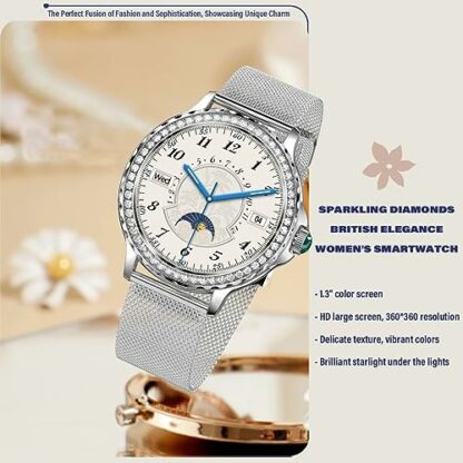 Smart Watch For Women With Call Function,Ladies Diamonds Smartwatches,1.32'' IPS Touchscreen Fitness Activity Tracker,Heart Rate/Sleep Monitor,Smartwatch For IOS Android Phones - Image 3