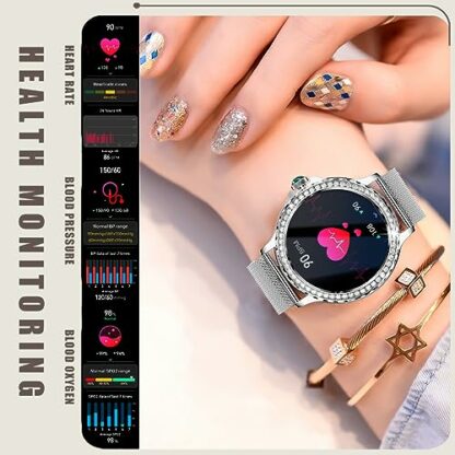 Smart Watch For Women With Call Function,Ladies Diamonds Smartwatches,1.32'' IPS Touchscreen Fitness Activity Tracker,Heart Rate/Sleep Monitor,Smartwatch For IOS Android Phones - Image 4