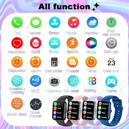 Smart Watch for Kids, Fitness Tracker Smart Watch with Bluetooth Call Voice Assistant, 100 Sports Modes, Sleep Monitor, Pedometer, Sport Watch for iOS Android - Image 3