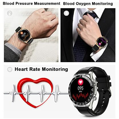 Smart Watch for Men Full Touchscreen Make/Answer Calls Mens Fitness Watches Heart Rate Blood Pressure Blood Oxygen Sleep Monitor Step Counter Activity Tracker Compatible with Android iOS Phones - Image 4