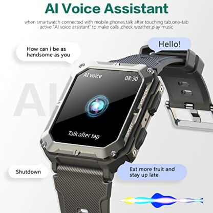 Smart watch military for men with call dials that can make calls and answer calls compatible for iOS Android , Fitness Activity tracker with IP68 5ATM Waterproof Ai voice, with 123 Sports Modes - Image 4