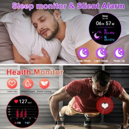 Smartwatch Fitness Watch for Men Digital: Bluetooth Call Answer Handsfree Waterproof Military Smart Watch Tracker Heart Rate Monitor Spo2 Calorie Sports Pedometer for iOS Android Phone - Image 4
