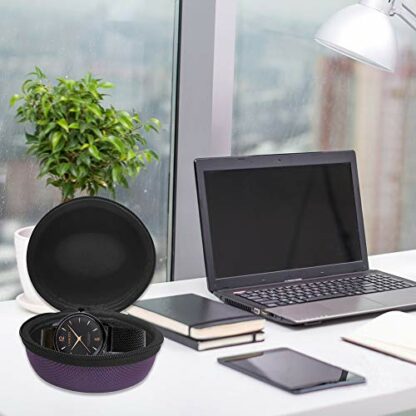 SourceTon Pack of 2 Watch Travel Case, Single Watch Box with Aluminium Zipper for Storage, Cushioned Round Portable Watch Case, Fits All Wristwatches and Smart Watches up to 50mm (Black & Purple) 4 SourceTon Pack of 2 Watch Travel Case, Single Watch Box with Aluminium Zipper for Storage, Cushioned Round Portable Watch Case, Fits All Wristwatches and Smart Watches up to 50mm (Black & Purple) - Image 4