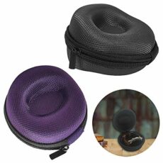 SourceTon Pack of 2 Watch Travel Case, Single Watch Box with Aluminium Zipper for Storage, Cushioned Round Portable Watch Case, Fits All Wristwatches and Smart Watches up to 50mm (Black & Purple)