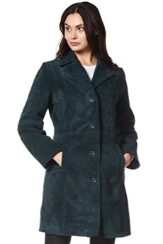 TRENCH Ladies Real Leather Jacket Black Classic Knee-Length Designer Coat 3457