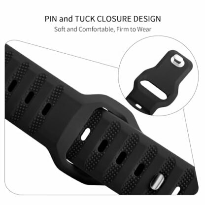 TStrap 20mm 22mm Silicone Watch Band for Men and Women, Adjustable Buckle, Quick Release, Black Sport Watch Strap Compatible with Smart Watches - Image 3