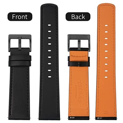 TStrap Leather Watch Strap 20mm - Quick Release Watch Band Black Soft - Sport Watch Straps for Men Women Replacement - Smart Watch Bracelet Black Clasp - 18mm 19mm 20mm 21mm 22mm 3 TStrap Leather Watch Strap 20mm - Quick Release Watch Band Black Soft - Sport Watch Straps for Men Women Replacement - Smart Watch Bracelet Black Clasp - 18mm 19mm 20mm 21mm 22mm - Image 3
