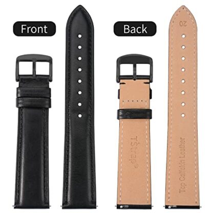 TStrap Leather Watch Straps 20mm - Soft Black Quick Release Watch Bracelet - Smart Watch Strap for Men Women Replacement – 14mm 16mm 18mm 19mm 20mm 21mm 22mm 23mm 24mm 3 TStrap Leather Watch Straps 20mm - Soft Black Quick Release Watch Bracelet - Smart Watch Strap for Men Women Replacement – 14mm 16mm 18mm 19mm 20mm 21mm 22mm 23mm 24mm - Image 3