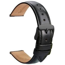 TStrap Leather Watch Straps 20mm - Soft Black Quick Release Watch Bracelet - Smart Watch Strap for Men Women Replacement – 14mm 16mm 18mm 19mm 20mm 21mm 22mm 23mm 24mm