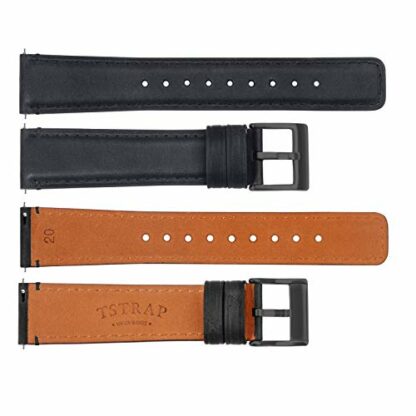 TStrap Leather Watch Straps 20mm - Soft Black Smart Watch Straps for Men Women - Square Tail Quick Release Watch Band Replacement - Men’s Watch Bracelet Clasp Buckle - 18mm 20mm 22mm 3 TStrap Leather Watch Straps 20mm - Soft Black Smart Watch Straps for Men Women - Square Tail Quick Release Watch Band Replacement - Men’s Watch Bracelet Clasp Buckle - 18mm 20mm 22mm - Image 3