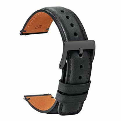 TStrap Leather Watch Straps 20mm - Soft Black Smart Watch Straps for Men Women - Square Tail Quick Release Watch Band Replacement - Men’s Watch Bracelet Clasp Buckle - 18mm 20mm 22mm 2 TStrap Leather Watch Straps 20mm - Soft Black Smart Watch Straps for Men Women - Square Tail Quick Release Watch Band Replacement - Men’s Watch Bracelet Clasp Buckle - 18mm 20mm 22mm - Image 2