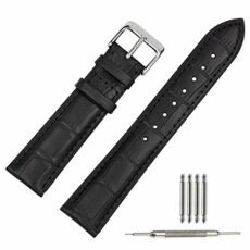 TStrap Leather Watch Straps - Soft Black Brown Alligator Watch Band Replacement - Military Watch Straps for Men Women - Smart Watch Bracelet Clasp - 14mm 16mm 18mm 19mm 20mm 21mm 22mm 24mm
