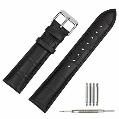 TStrap Leather Watch Straps - Soft Black Brown Alligator Watch Band Replacement - Military Watch Straps for Men Women - Smart Watch Bracelet Clasp - 14mm 16mm 18mm 19mm 20mm 21mm 22mm 24mm 2 TStrap Leather Watch Straps - Soft Black Brown Alligator Watch Band Replacement - Military Watch Straps for Men Women - Smart Watch Bracelet Clasp - 14mm 16mm 18mm 19mm 20mm 21mm 22mm 24mm - Image 2