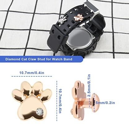 The Lord of the Tools 4PCS Watch Strap Charms Paw Shaped Watch Band Nails Decoration Smart Watch Band Stud for Most Silicone Watch Strap Gold & Sliver & Rose Gold & Black - Image 4