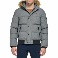Tommy Hilfiger Men's Arctic Cloth Quilted Snorkel Bomber Jacket Parka