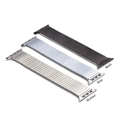 Twist-O-Flex Metal Expansion 42mm / 44mm Stainless Steel Stretch Watchband Replacement for Smart Watch Series 1, 2, 3, 4 and 5 in Brushed, Silver and Black by Speidel 3 Twist-O-Flex Metal Expansion 42mm / 44mm Stainless Steel Stretch Watchband Replacement for Smart Watch Series 1, 2, 3, 4 and 5 in Brushed, Silver and Black by Speidel - Image 3