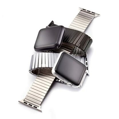 Twist-O-Flex Metal Expansion 42mm / 44mm Stainless Steel Stretch Watchband Replacement for Smart Watch Series 1, 2, 3, 4 and 5 in Brushed, Silver and Black by Speidel 4 Twist-O-Flex Metal Expansion 42mm / 44mm Stainless Steel Stretch Watchband Replacement for Smart Watch Series 1, 2, 3, 4 and 5 in Brushed, Silver and Black by Speidel - Image 4