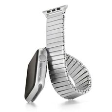 Twist-O-Flex Metal Expansion 42mm / 44mm Stainless Steel Stretch Watchband Replacement for Smart Watch Series 1, 2, 3, 4 and 5 in Brushed, Silver and Black by Speidel