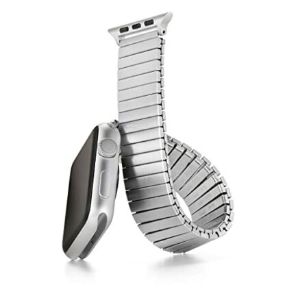 Twist-O-Flex Metal Expansion 42mm / 44mm Stainless Steel Stretch Watchband Replacement for Smart Watch Series 1, 2, 3, 4 and 5 in Brushed, Silver and Black by Speidel 2 Twist-O-Flex Metal Expansion 42mm / 44mm Stainless Steel Stretch Watchband Replacement for Smart Watch Series 1, 2, 3, 4 and 5 in Brushed, Silver and Black by Speidel - Image 2
