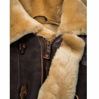 UANGLI Jacket Pilot from Sheepskin, Winter Warm Leather Removable Hood Jacket for Men, Men's Winter Coat Outerwear Long - Image 4