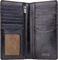Visconti Mens Jacket Coat Veg Leather Wallet for Credit Cards, Notes, RFID Protection - TSC45 (Black)