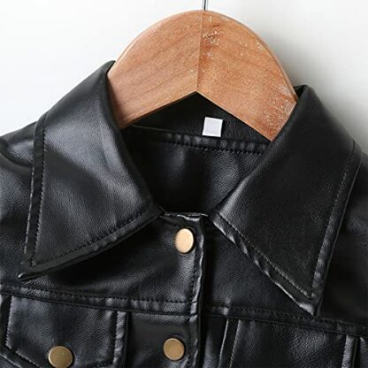 WASAIGOOD Toddler Girls Motorcycle Jackets PU Faux Leather Coat Turn-Down Collar Long Sleeve Crop Tops Outerwear Coats 4 WASAIGOOD Toddler Girls Motorcycle Jackets PU Faux Leather Coat Turn-Down Collar Long Sleeve Crop Tops Outerwear Coats - Image 4
